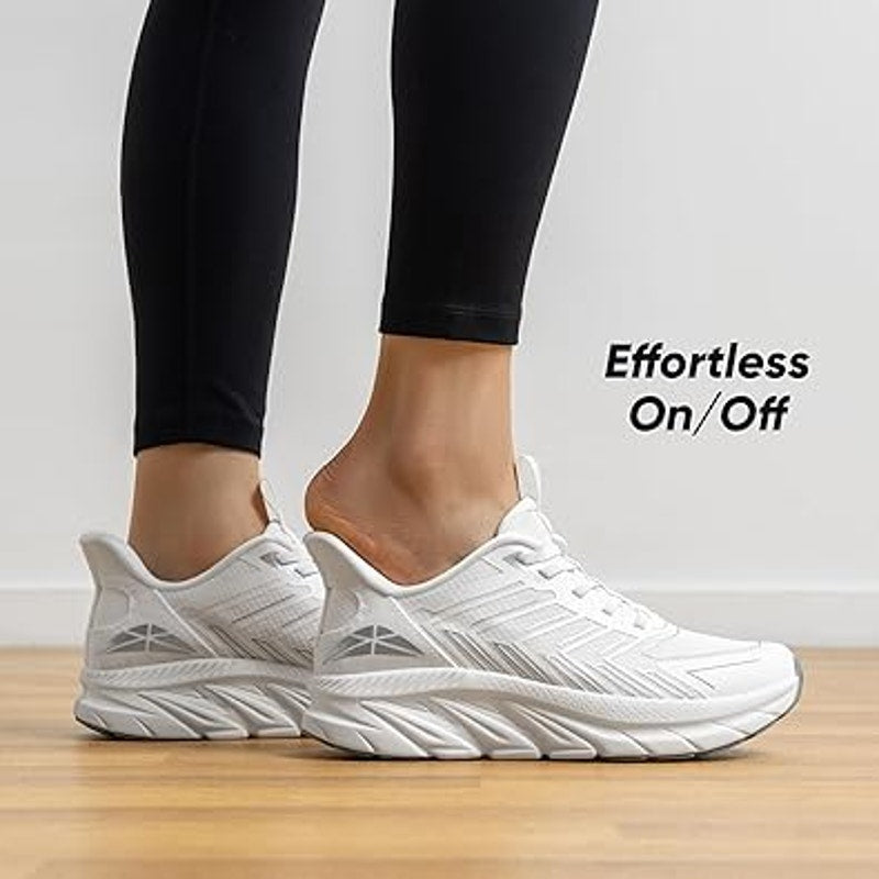 Allswifit Womens Size 7.5 White Slip On Walking Breathable Athletic Shoes