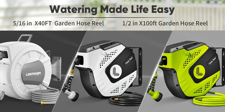 Retractable Garden Hose Reel 40/100/110/130FT Auto Rewind Wall Mounted Hose