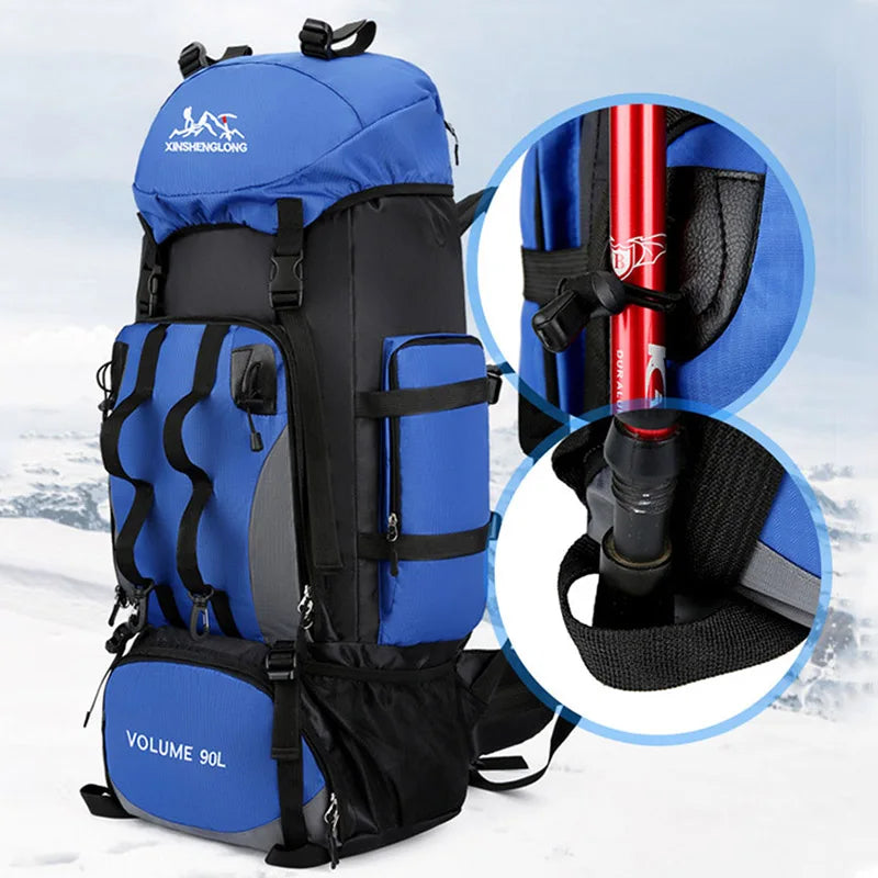 90L Waterproof Hiking & Camping Backpack – Large Capacity Rucksack