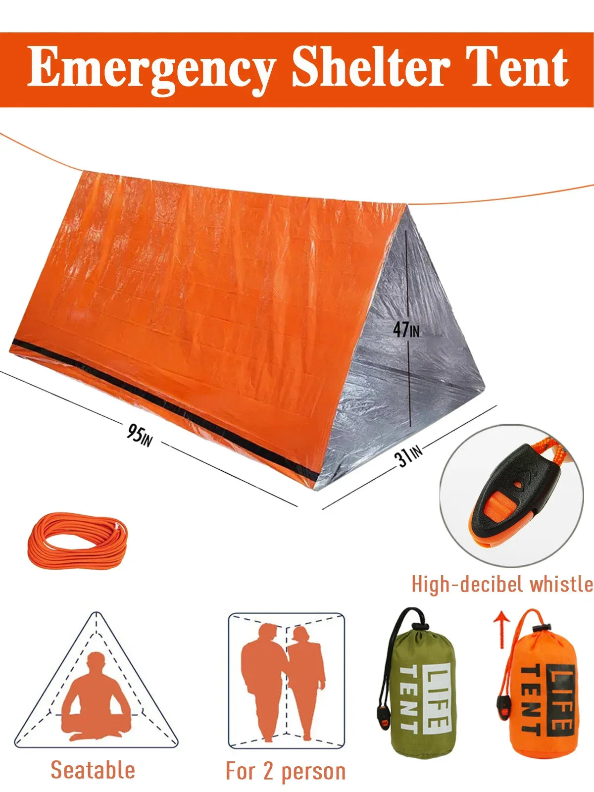 2-Person Waterproof Emergency Camping Tent – Travel & Outdoor Shelter