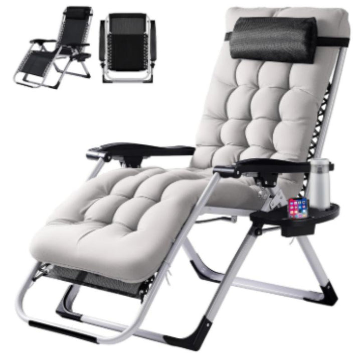Zero Gravity Recliner Chair Foldable Patio Lounge w/Cup Holder & Cushion