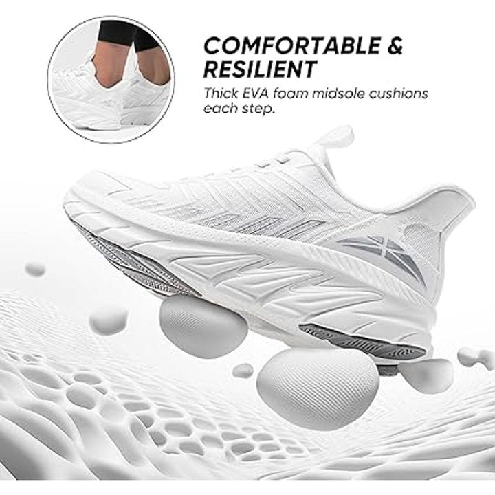 Allswifit Womens Size 7.5 White Slip On Walking Breathable Athletic Shoes