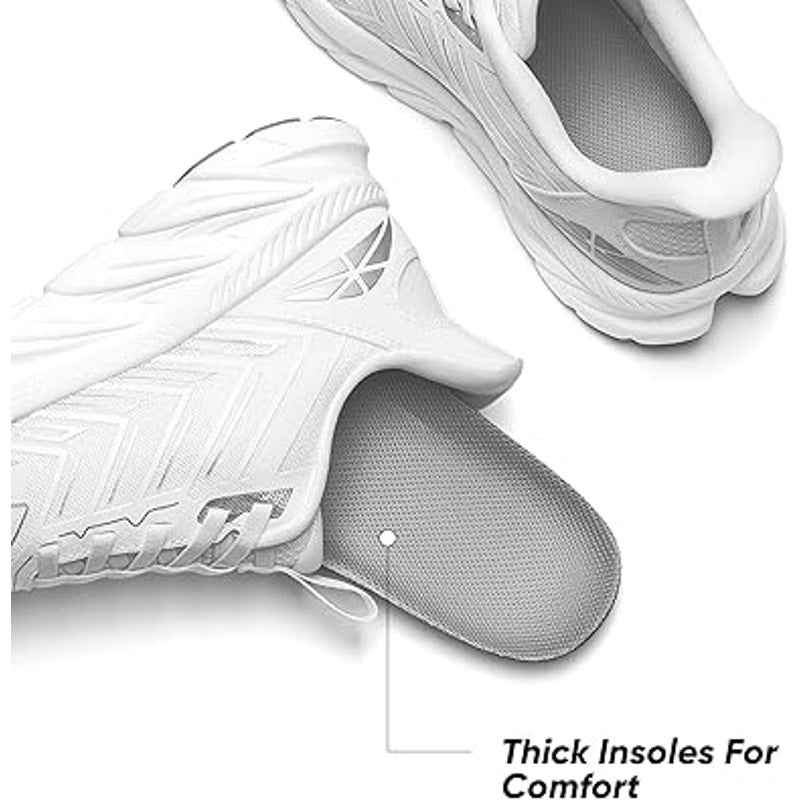 Allswifit Womens Size 7.5 White Slip On Walking Breathable Athletic Shoes