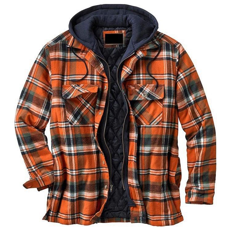 Men’s Autumn/Winter Plaid Hooded Jacket – Soft & Warm Casual Shirt