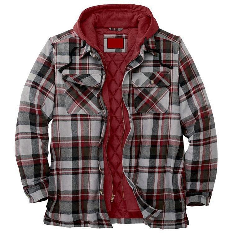 Men’s Autumn/Winter Plaid Hooded Jacket – Soft & Warm Casual Shirt