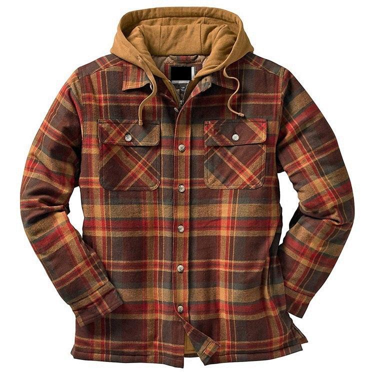Men’s Autumn/Winter Plaid Hooded Jacket – Soft & Warm Casual Shirt