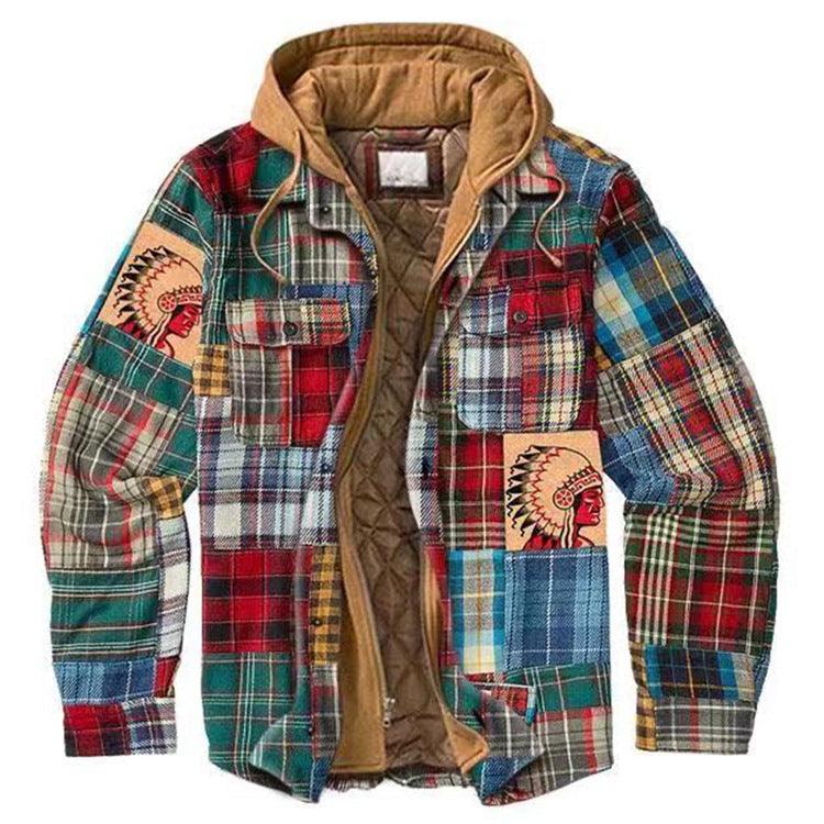 Men’s Autumn/Winter Plaid Hooded Jacket – Soft & Warm Casual Shirt