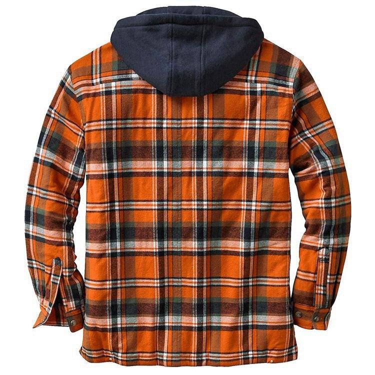 Men’s Autumn/Winter Plaid Hooded Jacket – Soft & Warm Casual Shirt