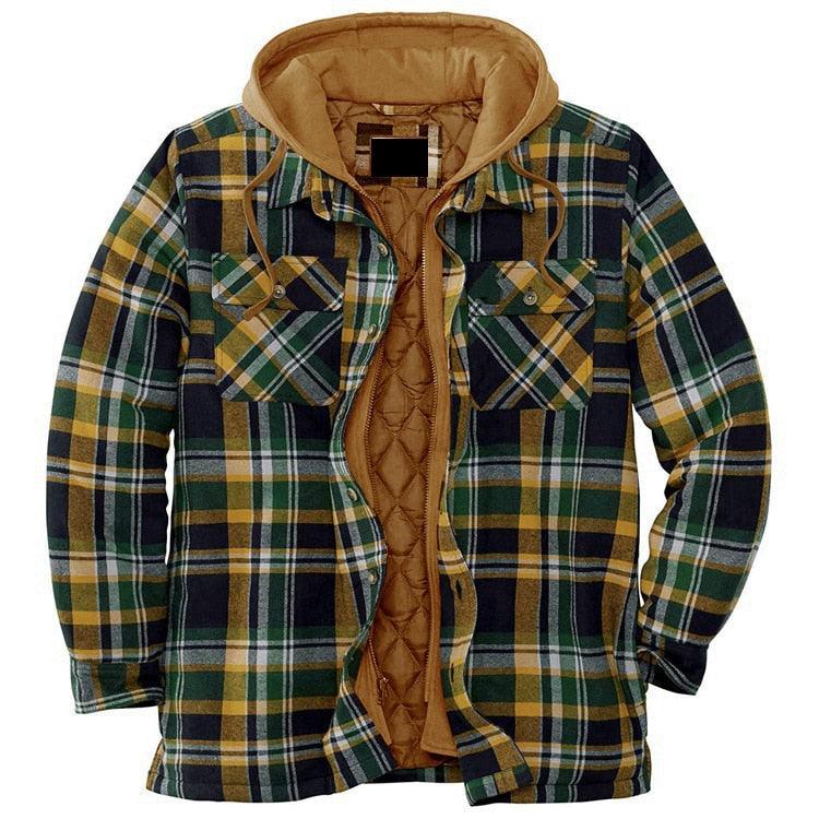 Men’s Autumn/Winter Plaid Hooded Jacket – Soft & Warm Casual Shirt