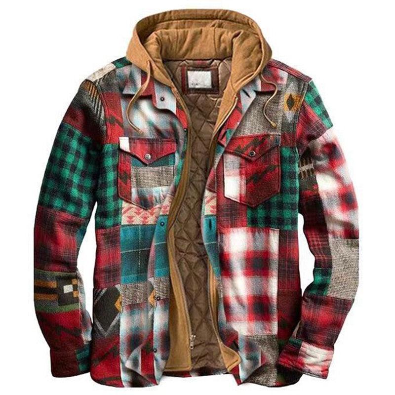Men’s Autumn/Winter Plaid Hooded Jacket – Soft & Warm Casual Shirt