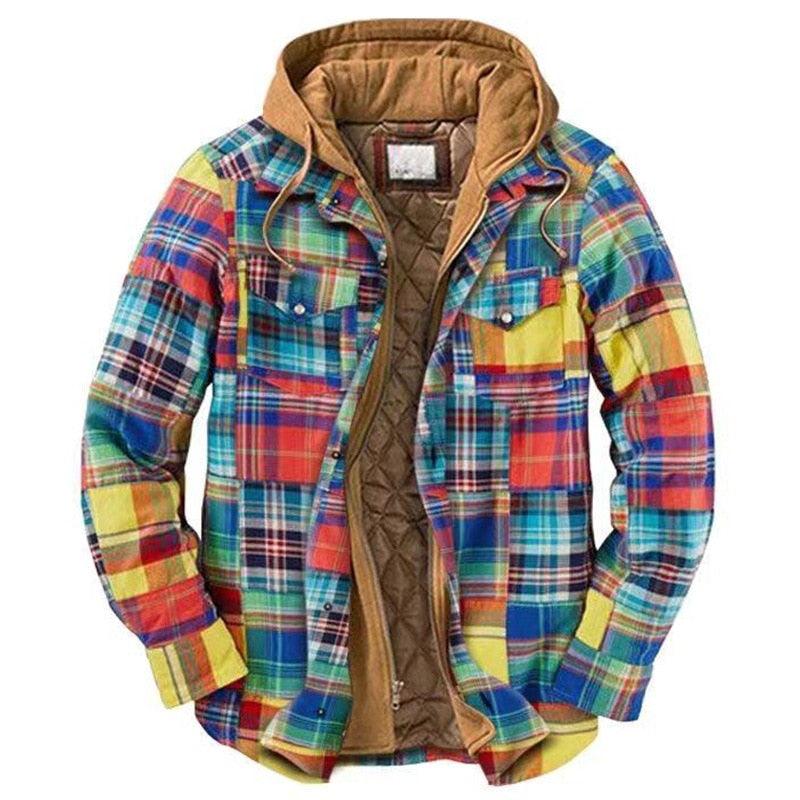 Men’s Autumn/Winter Plaid Hooded Jacket – Soft & Warm Casual Shirt