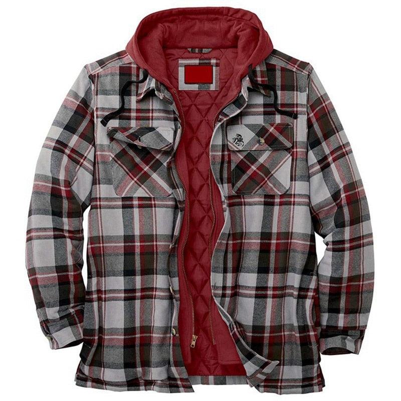 Men’s Autumn/Winter Plaid Hooded Jacket – Soft & Warm Casual Shirt