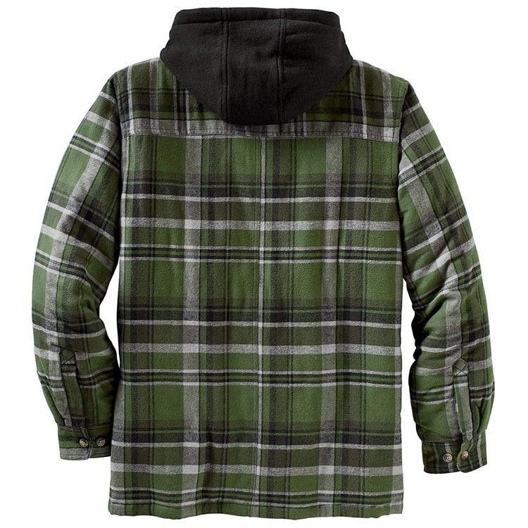 Men’s Autumn/Winter Plaid Hooded Jacket – Soft & Warm Casual Shirt