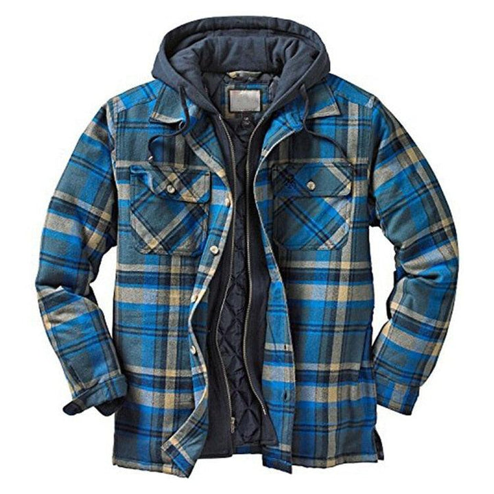 Men’s Autumn/Winter Plaid Hooded Jacket – Soft & Warm Casual Shirt