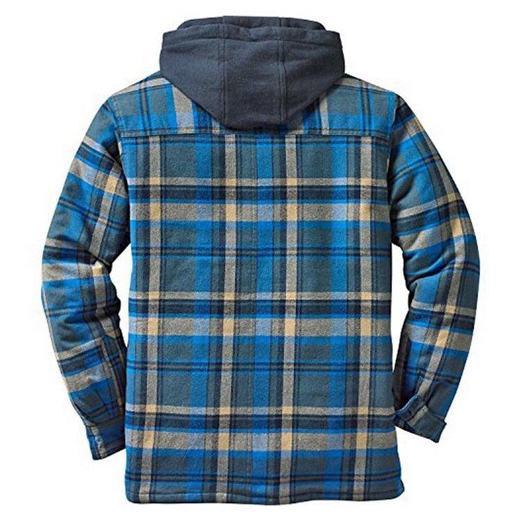 Men’s Autumn/Winter Plaid Hooded Jacket – Soft & Warm Casual Shirt