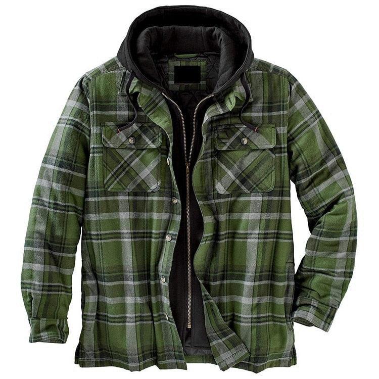 Men’s Autumn/Winter Plaid Hooded Jacket – Soft & Warm Casual Shirt