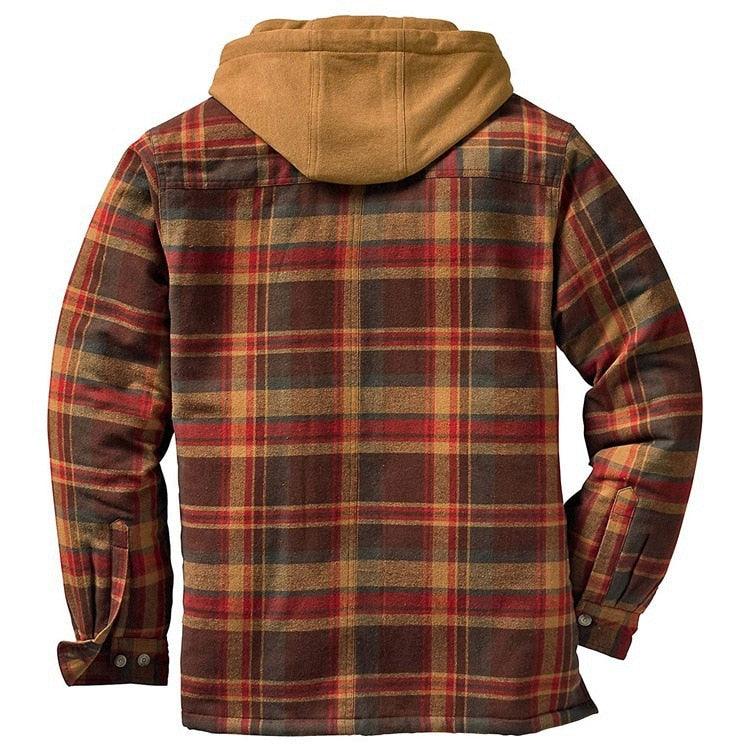 Men’s Autumn/Winter Plaid Hooded Jacket – Soft & Warm Casual Shirt