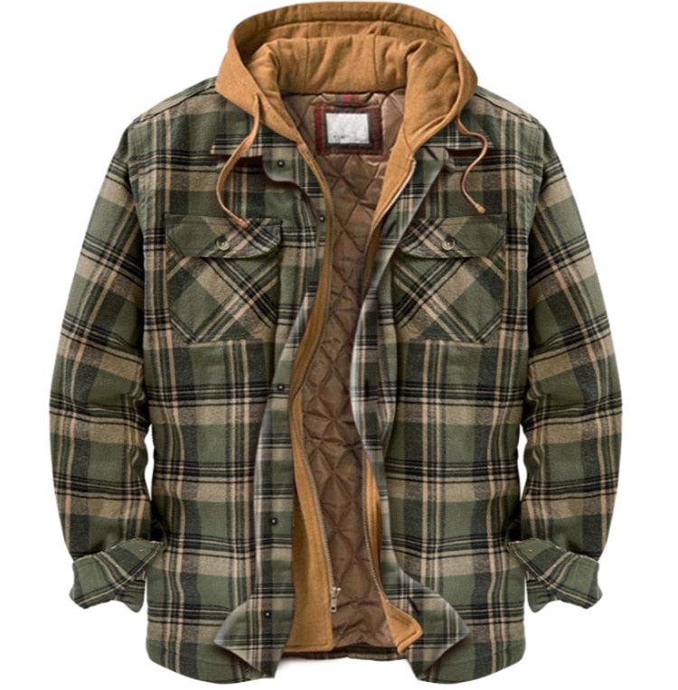 Men’s Autumn/Winter Plaid Hooded Jacket – Soft & Warm Casual Shirt