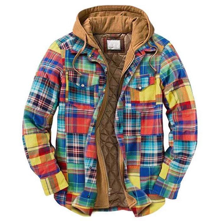 Men’s Autumn/Winter Plaid Hooded Jacket – Soft & Warm Casual Shirt